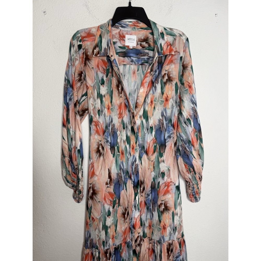 Misa Esmee Eden Floral Print Tiered Long Sleeve Maxi Dress Size: Med Resort - Picture 8 of 15